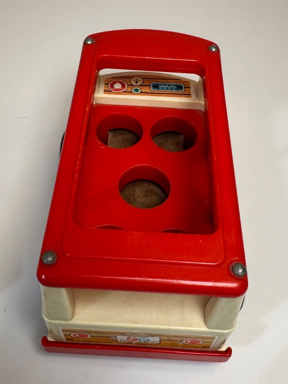 Vintage Fisher Price Mini Bus FP-141 1969 Little People Toy Red White USA - Picture 7 of 11